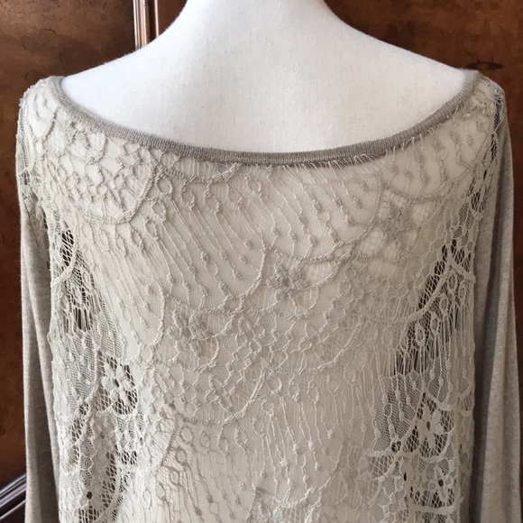 27 Miles Malibu Silk/Cashmere Asymmetrical Sweater / Knit Front/Lace Back - Picture 3 of 7